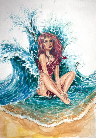 Wave Girl 6&quot;x8.75&quot; - $70