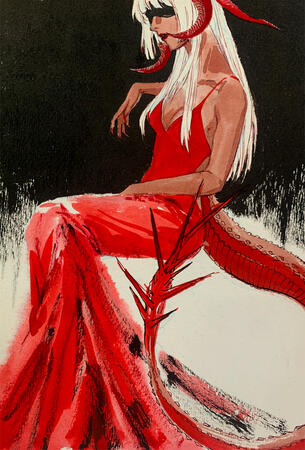 Red Horns 6&quot;x9&quot; - $70